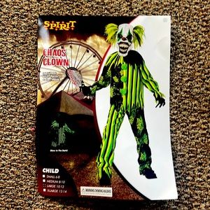 Kids chaos clown glow in the dark costume from spirit Halloween